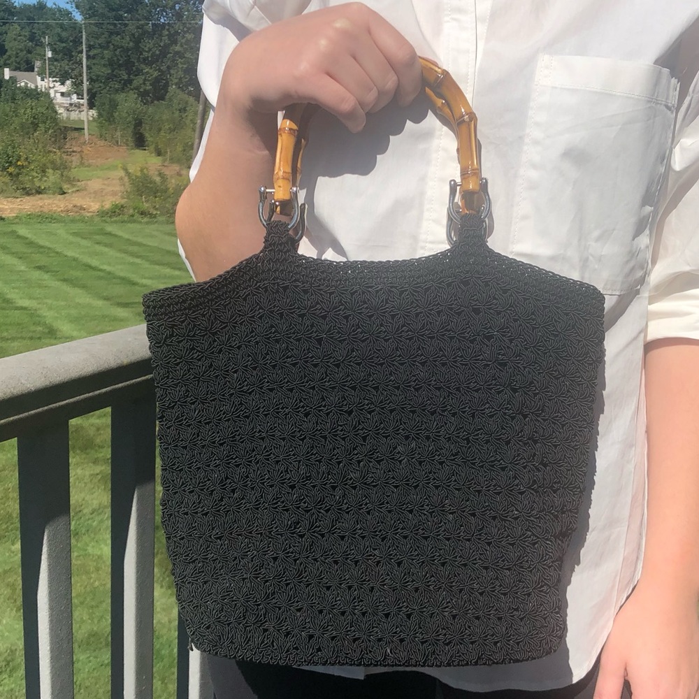 The Limited Bamboo Black Crochet Vintage Handbag